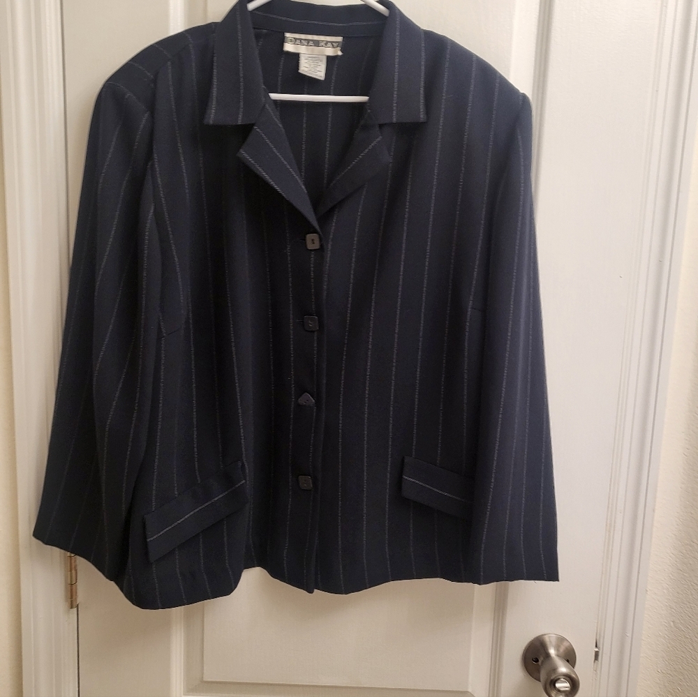 Dana Kay Dark‎ Blue Pinstripe Blazer Pre-owned